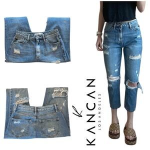 Kancan KC9144M Distressed Mid Rise Straight Jeans - Women’s Size 25